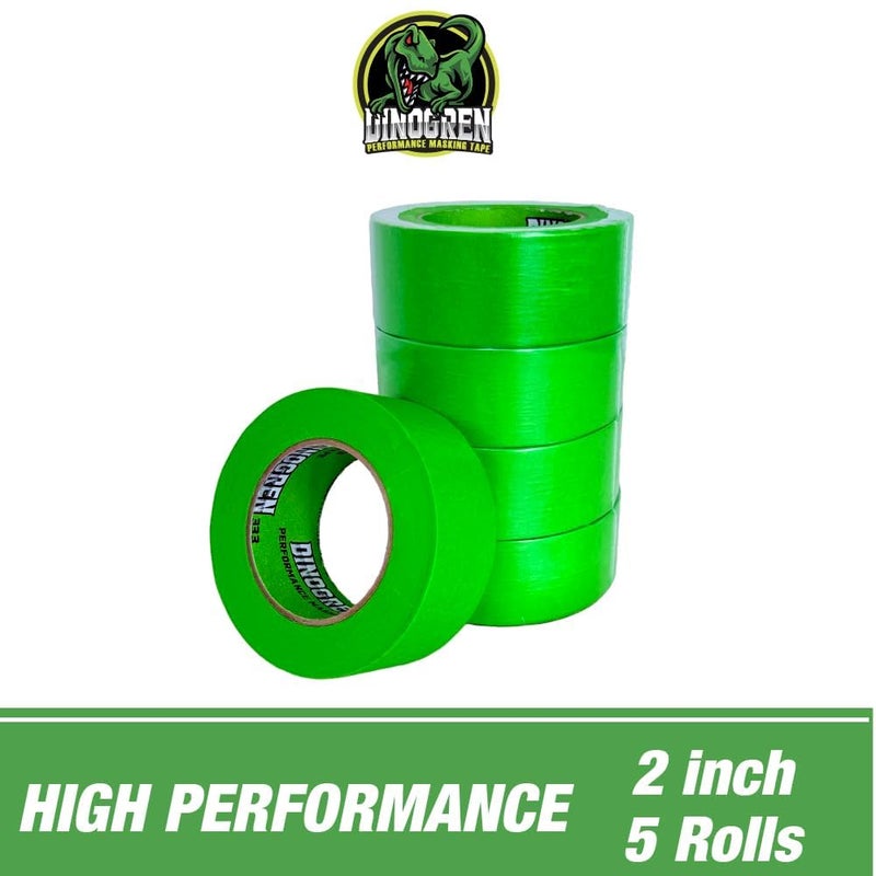 LAUCO DINOGREN High Performance Masking Tape for Car Paint, Heat & Water Resistant, Multi-Purpose Green (2 in (5 Rolls)) - Image 3